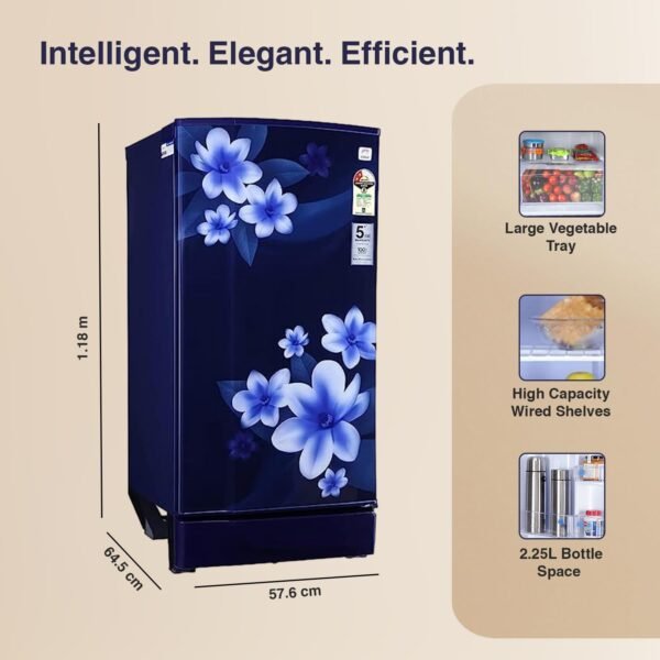 Godrej 180 L 2 Star Advanced Capillary Technology, With Jumbo Vegetable Tray Direct Cool Single Door Refrigerator(RD EDGE 205B WRF PP BL, Pep Blue) - Image 3