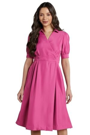 Symbol Premium Women's 'Desk-to-Dinner' Fit & Flare Wrap Dress (Midi Length | Stylish)